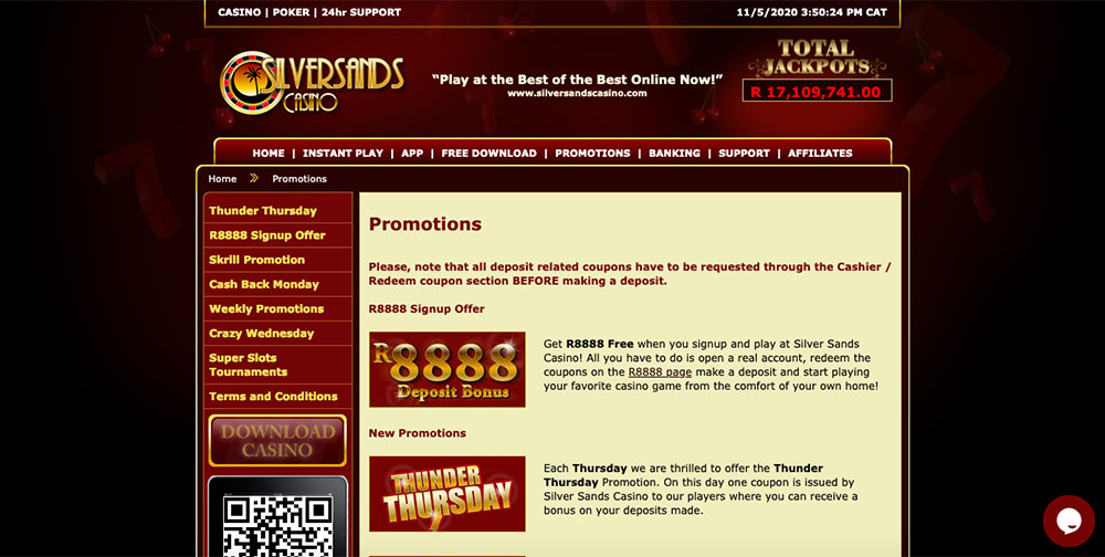 Silversands Online Casino Promotions