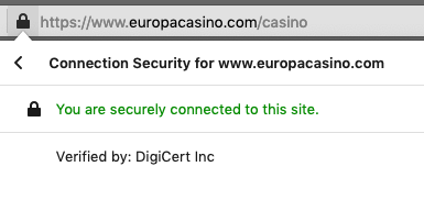Europa Casino is SSL secured